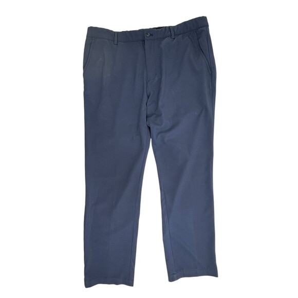 Greg Norman Everbest Mini Grid Check Performance Golf Pants Navy Stretch 36x29 - Picture 2 of 11